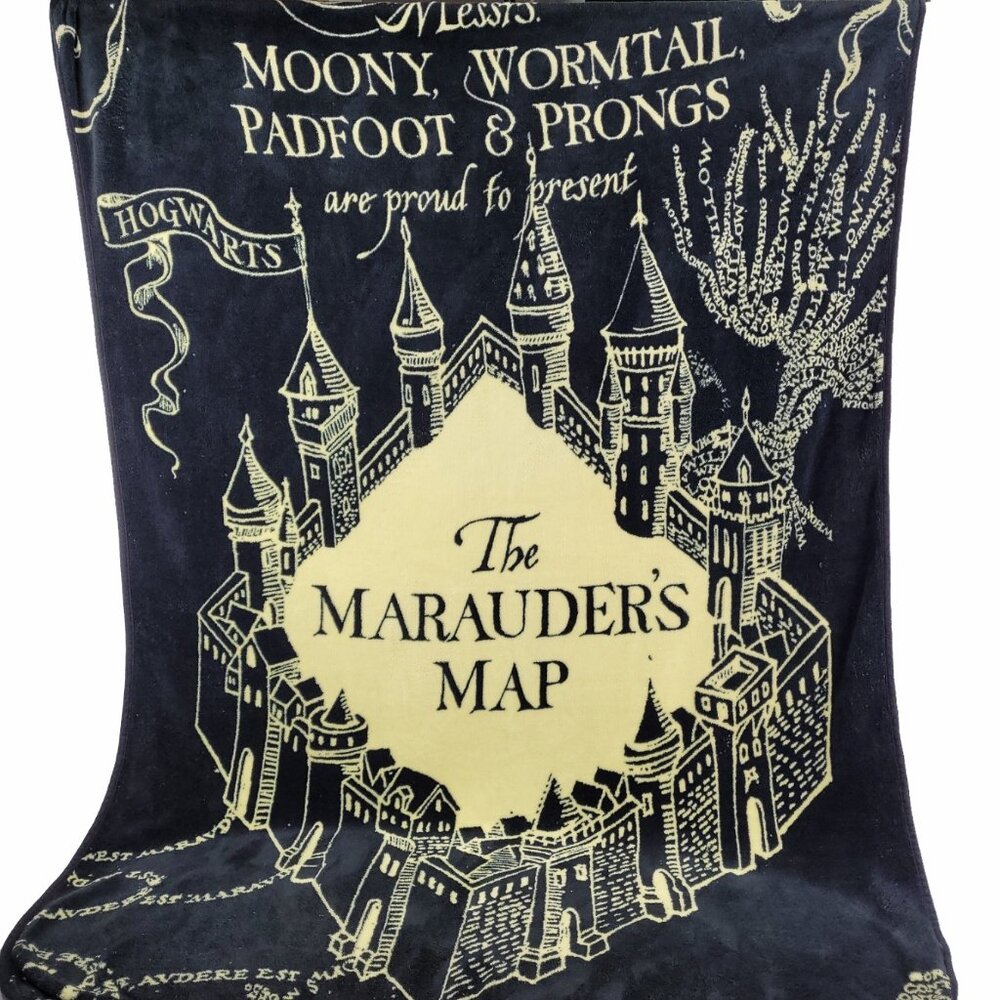 Harry Potter Hogwarts The Marauders Map Light 46"x68" Fleece Throw Blanket